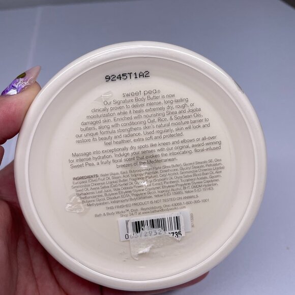 Bath & Body Works Sweet Pea Body Butter 7 oz Shea Rare Discontinued Retired - Picture 3 of 4